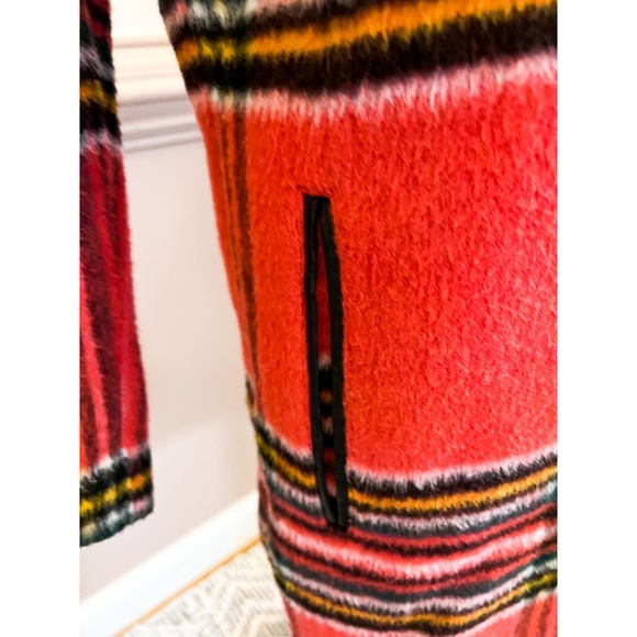 Maison Scotch Punk Radar Wool Blend Coat Red Plaid NWOT Sz Small - Picture 5 of 11